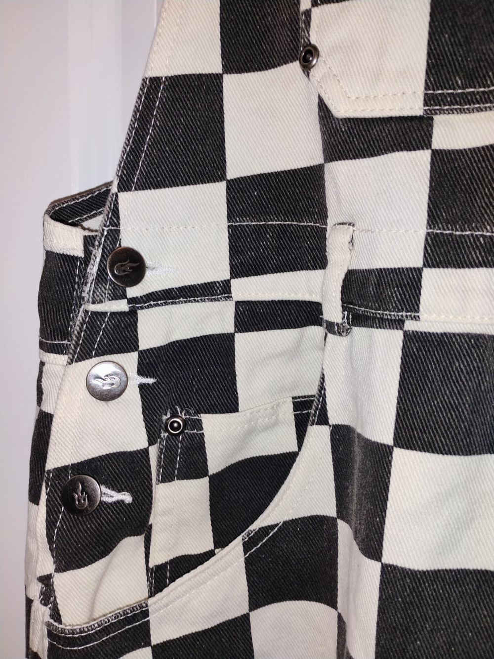 Retro Checkerboard Overalls Plaid 90s  Festival Grunge Punk Bib Jumpsuit Large - Picture 5 of 9